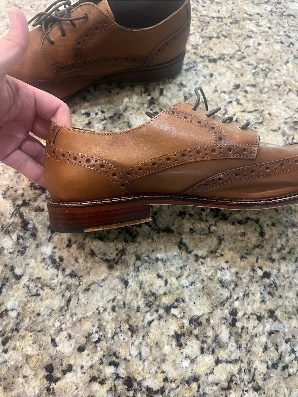 Joseph Abboud Brown Leather Wingtip Derby Oxfords Tie Classic Mens Size 12